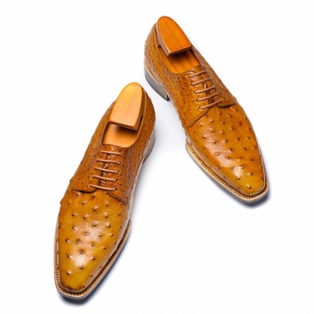 Ostrich Leather Derby Shoes for Men-1
