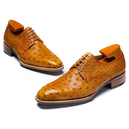 Ostrich Leather Derby Shoes for Men