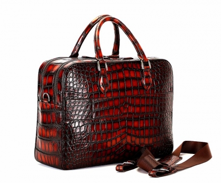 Alligator Briefcase Business Travel Bag With Luggage Strap-1
