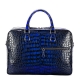 Alligator Briefcase Business Travel Bag With Luggage Strap-Blue