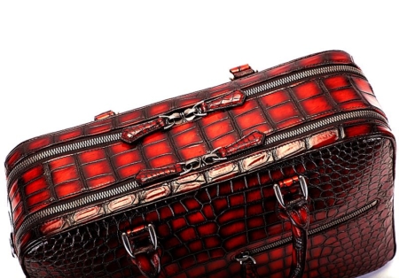 Alligator Briefcase Business Travel Bag With Luggage Strap-Top