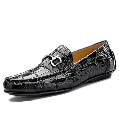 Sipriks Luxury Real Crocodile Skin Loafers Mens Comfort Driving Shoes Navy Blue Smoking Shoes Slip