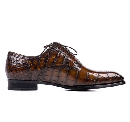 Alligator Business Dress Shoes Formal Brogue Alligator Shoes-Brown