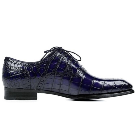 Alligator Dress Shoes Formal Brogue Alligator Shoes-Blue