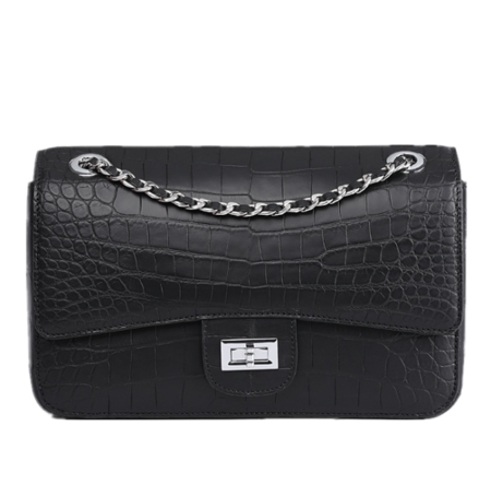 Alligator Flap Bags Chain Clutch Purses Crossbody Shoulder Bags-Black