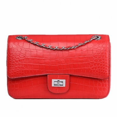 Alligator Flap Bags Chain Clutch Purses Crossbody Shoulder Bags-Red