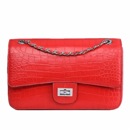 Alligator Flap Bags Chain Clutch Purses Crossbody Shoulder Bags-Red