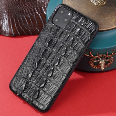 Crocodile iPhone Case with Full Soft TPU Edges-Black-Crocodile Tail Skin