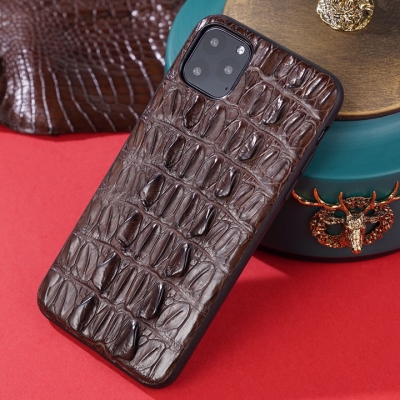 Crocodile iPhone Case with Full Soft TPU Edges-Brown-Crocodile Tail Skin