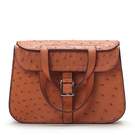 Ladies Classic Ostrich Skin Handbag Padlock Shoulder Bag WAG Satchel Bag MA36711