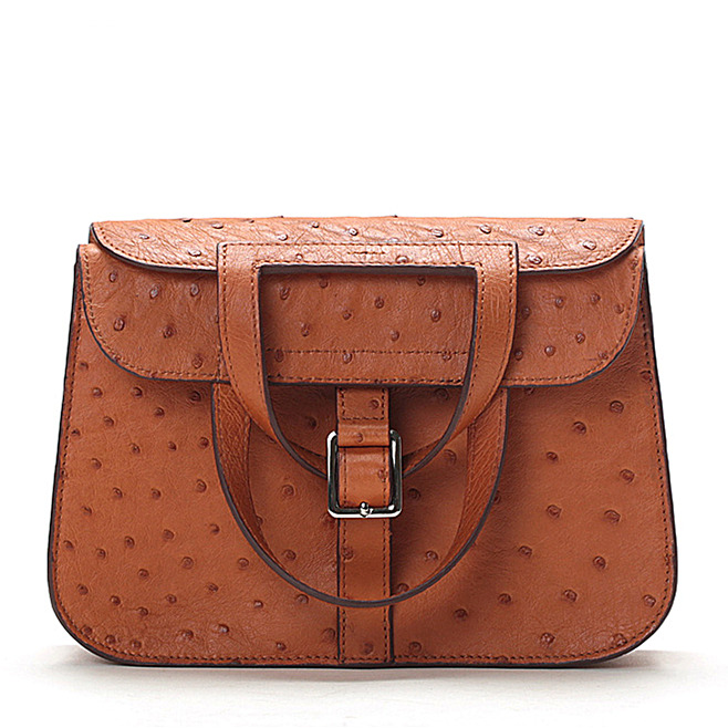 Handmade Ostrich Print Handbag Shoulder Bag Backpack Rucksack Genuine  Italian Leather
