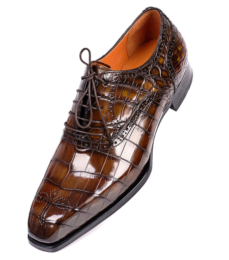 Handcrafted Alligator Business Dress Shoes Formal Brogue Alligator Shoes