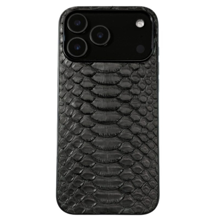Snakeskin iPhone Cases with Full Soft TPU Edges - Python Belly Skin Black
