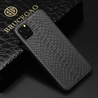 Snakeskin iPhone Cases with Full Soft TPU Edges - Python Belly Skin - Black