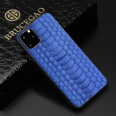 Snakeskin iPhone Cases with Full Soft TPU Edges - Python Belly Skin - Blue