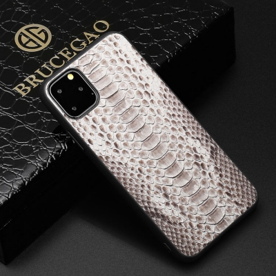 Snakeskin iPhone Cases with Full Soft TPU Edges - Python Belly Skin - White