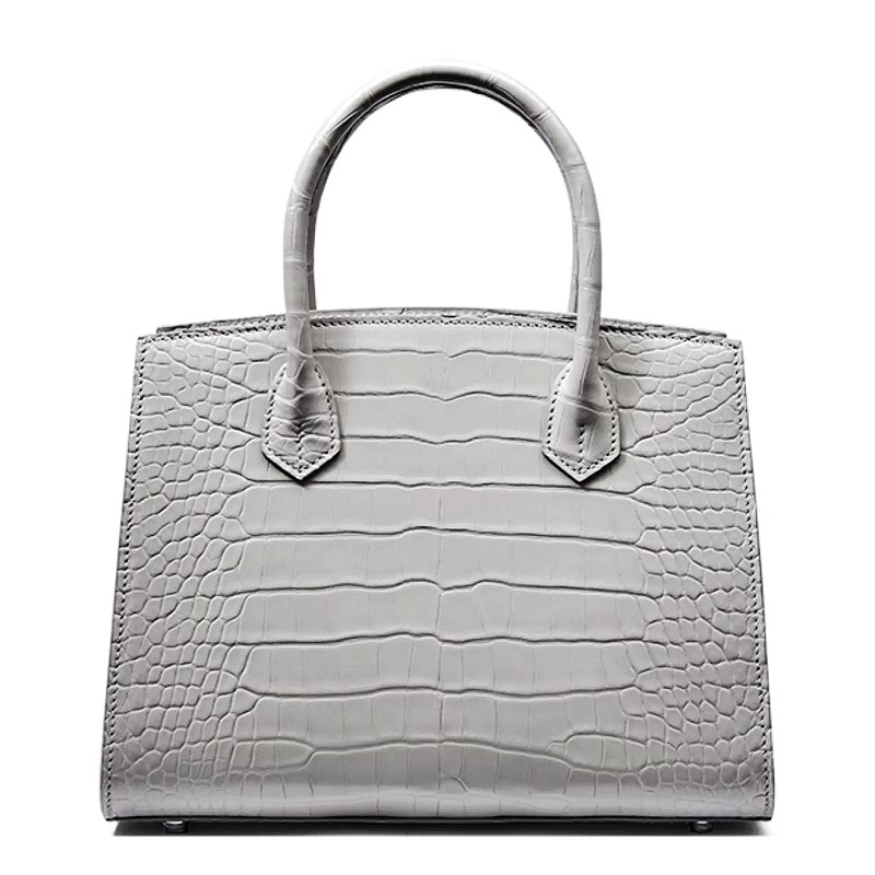 Alligator Leather Handbag Designer Tote Purse Top-handle Bag - Gray