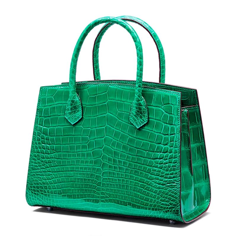Alligator Leather Handbag Designer Tote Purse Top-handle Bag - Side