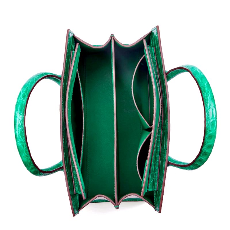 Alligator Leather Handbag Designer Tote Purse Top-handle Bag - interior