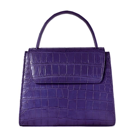 Mini Alligator Handbag with Removable Strap-Purple