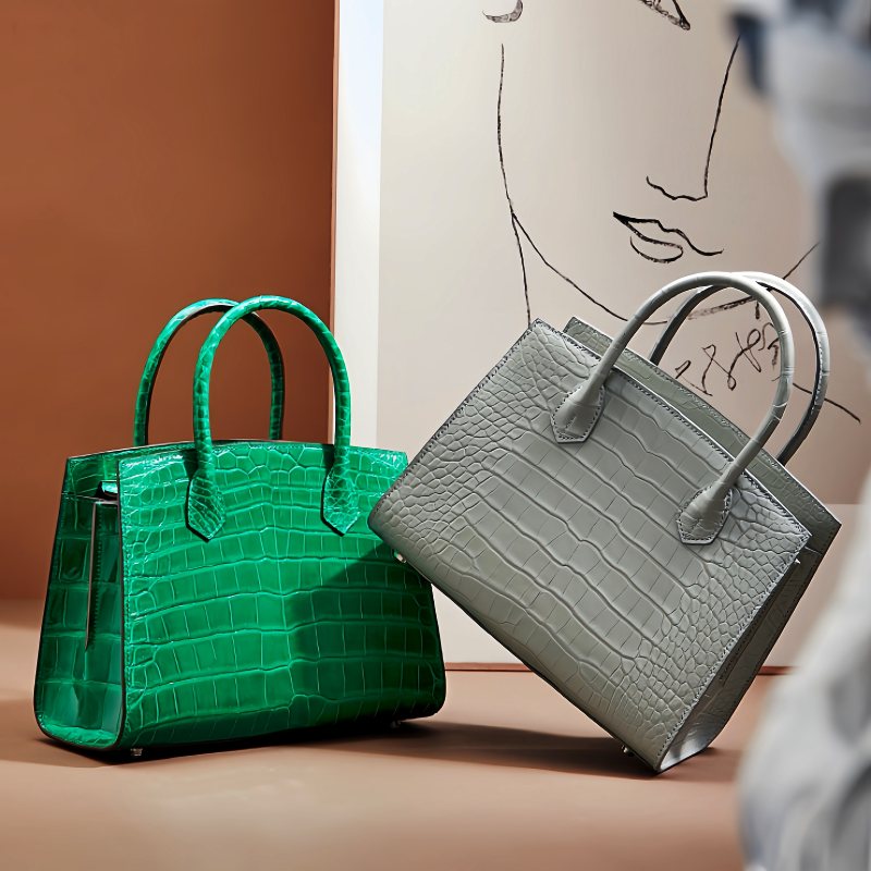 Women Alligator Leather Handbags Designer Tote Purses Top-handle Bags