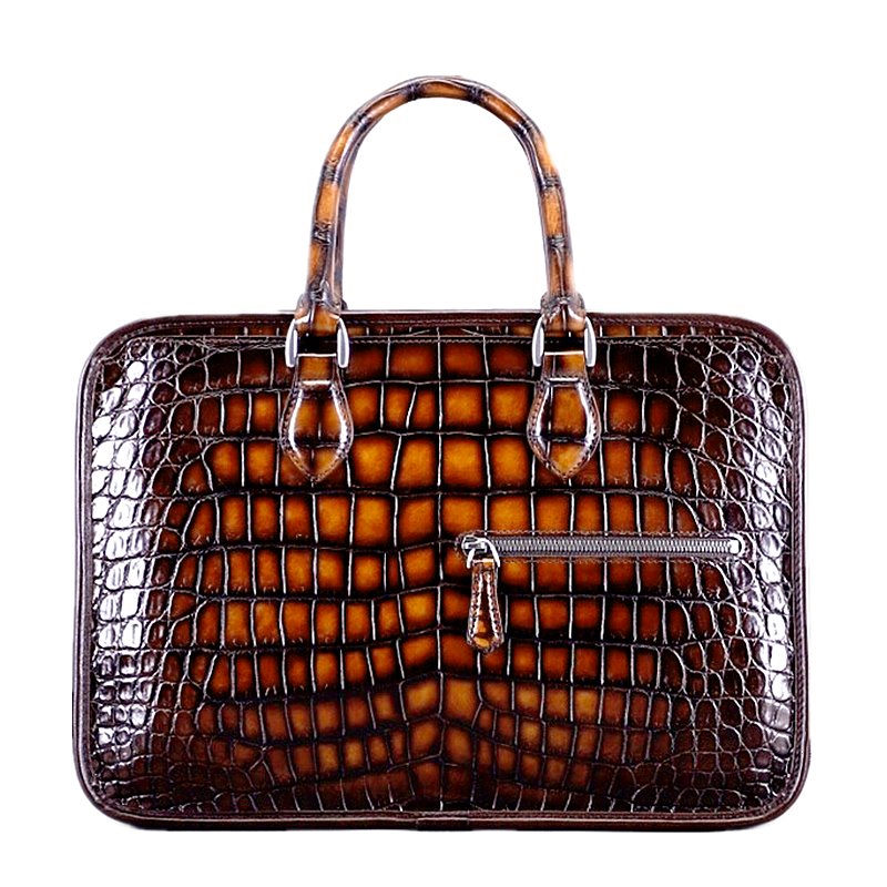 Alligator Briefcase Crossbody Laptop Business Bag