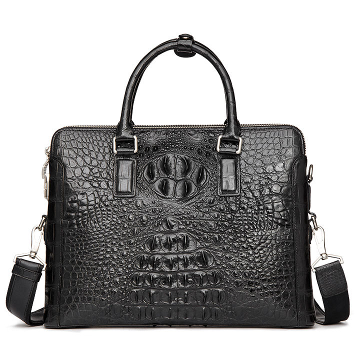 Crocodile Leather Laptop Shoulder Bag