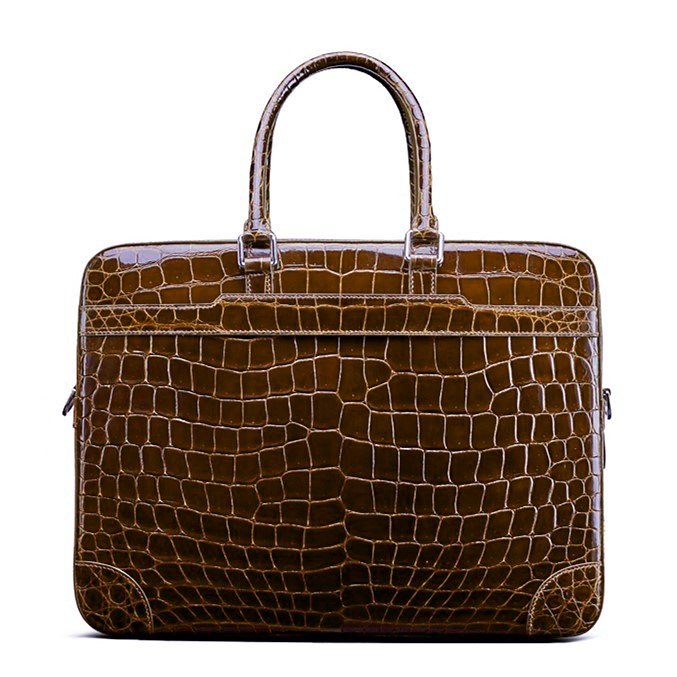 Luxury Alligator Briefcase Laptop Shoulder Bag