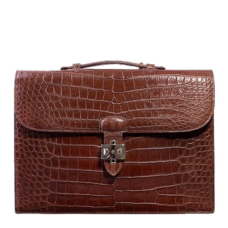 Style Alligator Leather Laptop Bag with Lock