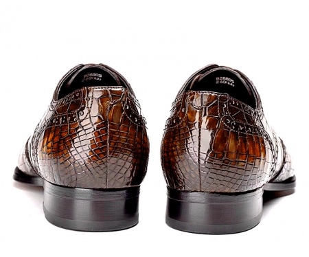 Alligator Hand-Painted Wingtip Derby Shoes-Heel