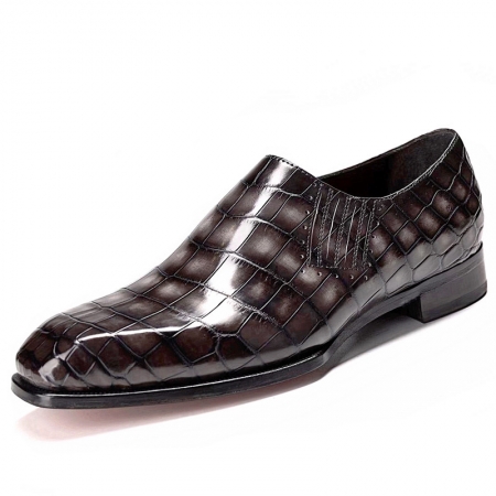 Designer Alligator Skin Slip-on Loafers-Gray