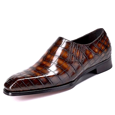 Italian Crocodile Skin Shoes by Ferrini Mens Black Unique Loafers 3877