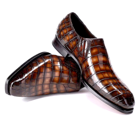 Designer Alligator Skin Slip-on Loafers for Men-Brown