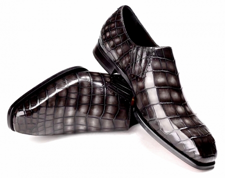 Designer Alligator Skin Slip-on Loafers for Men-Gray