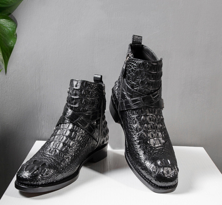 Crocodile Hornback Skin Ankle Boots