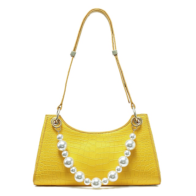 Designer Alligator Shoulder Purse Hobo Handbag - Yellow