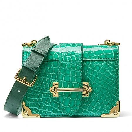 Mini Alligator Shoulder Bags Evening Clutch Purses - Green