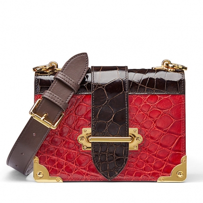 Mini Alligator Shoulder Bags Evening Clutch Purses - Red