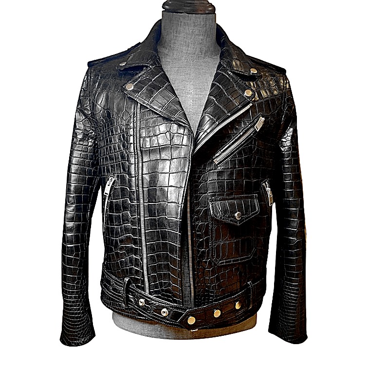 Black Crocodile leather biker jacket - Maker of Jacket