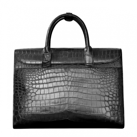 Formal Alligator Leather Flapover Briefcase Laptop Business Bag for Men