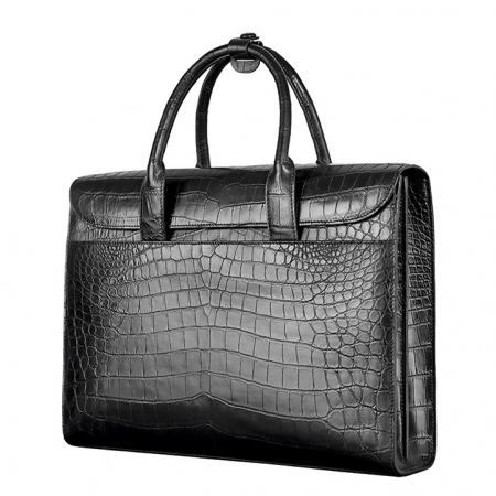 Formal Alligator Leather Flapover Briefcase Laptop Business Bag for Men-Micro Side