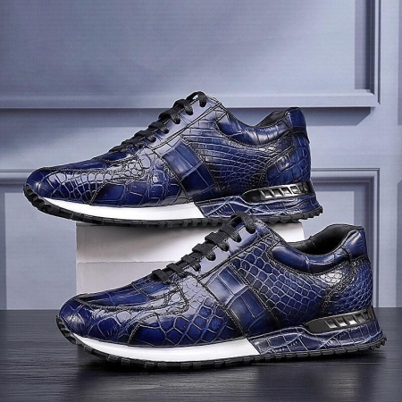 Alligator Sneakers Lace-up Walking Shoes-Blue