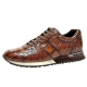 Fashion Alligator Sneakers Lace-up Walking Shoes-Brown