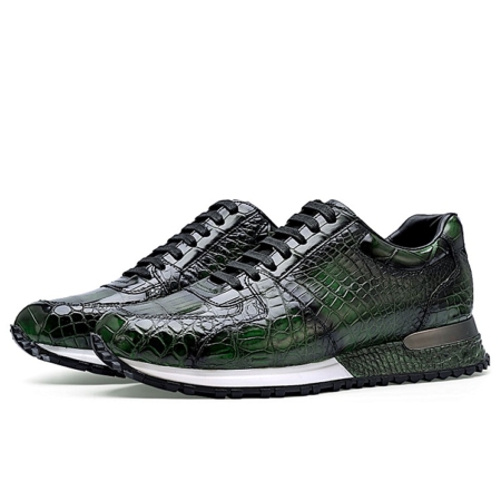 Fashion Alligator Sneakers Lace-up Walking Shoes for Men-Green