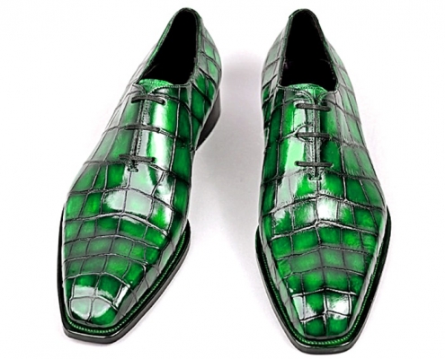 Green Leather Oxford Shoes