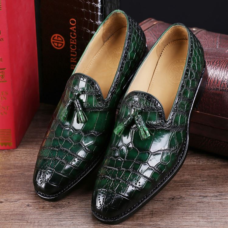 Alligator Leather Tassel Loafer Comfortable Slip-On Dress Shoes