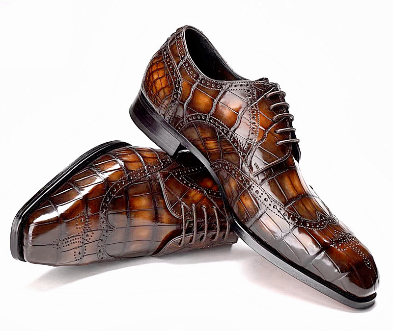 Alligator Wingtip Derby Shoes Brogue Shoes
