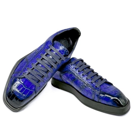 Men's Casual Alligator Sneakers Lace-up Shoes-Blue