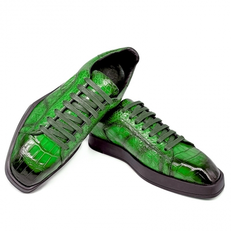 Men's Casual Alligator Sneakers Lace-up Shoes-Green