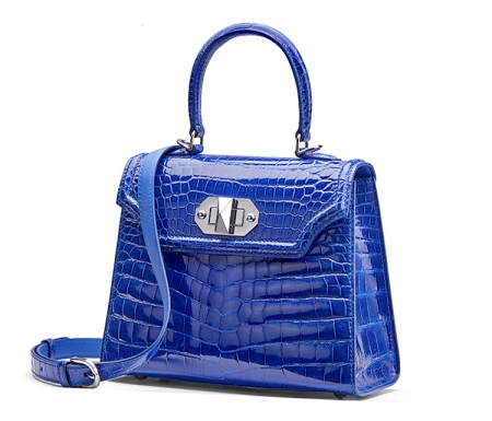 Designer Alligator Handbags Turn Lock Shoulder Bags-Micro Side